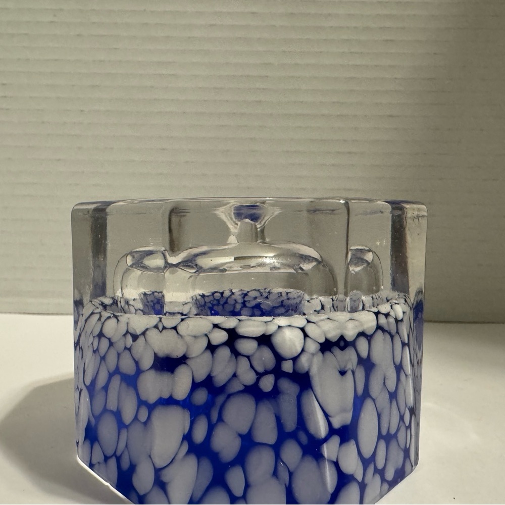 Vintage hand blown glass inkwell, oil lamp, paperweight